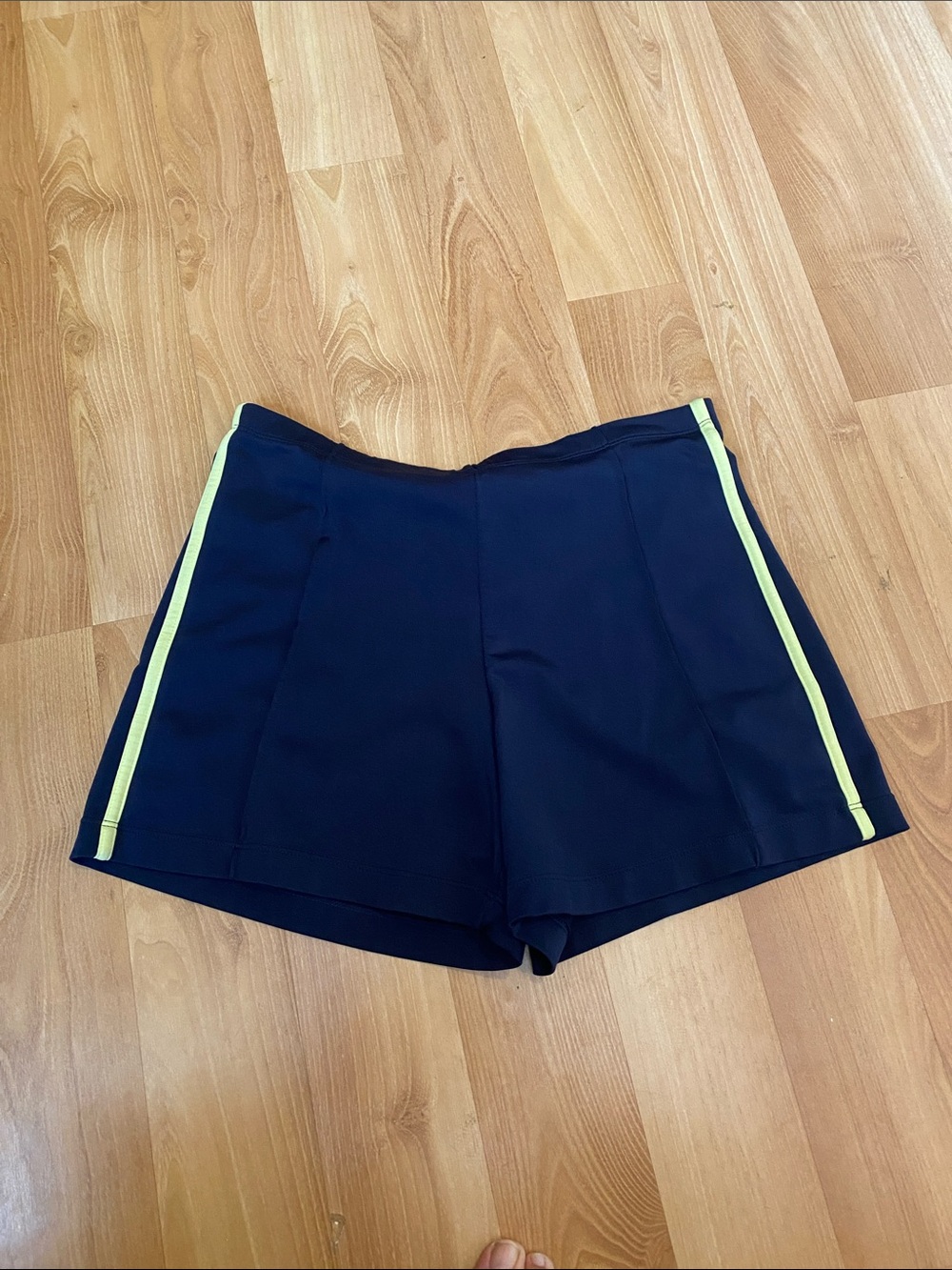 Athletic Works Navy Athletic Shorts with Yellow Side Stripes
